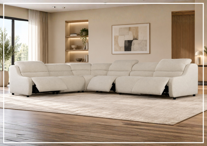 Bernhardt Gio Fabric Power Motion Sectional With Power Footrest