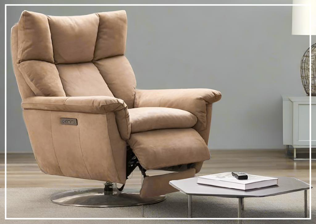 Klaussner Alessandro Leather Double Power Swivel Recliner Chair