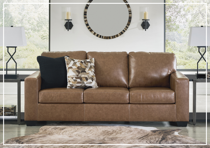 Gio Italia Bella 3-Seater Leather Sofa in caramel brown