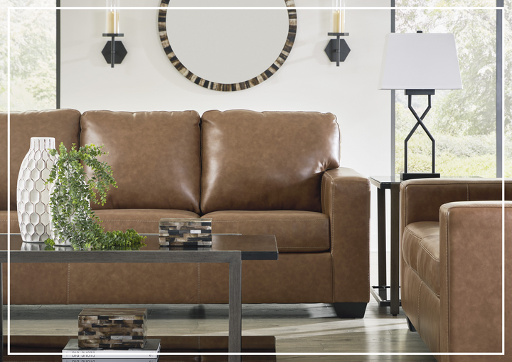 Gio Italia Bella 3-Seater Leather Sofa in caramel brown
