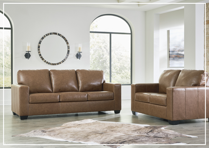 Gio Italia Bella 3-Seater Leather Sofa in caramel brown
