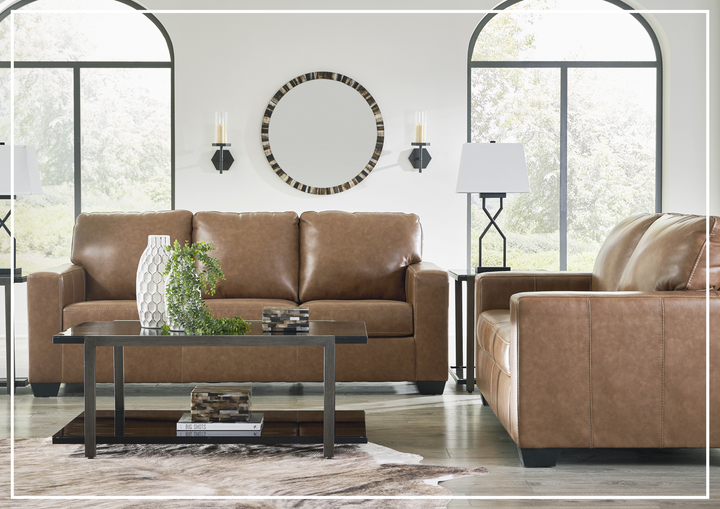 Gio Italia Bella 3-Seater Leather Sofa in caramel brown