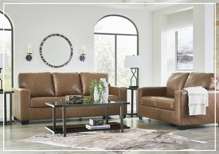 Gio Italia Bella 3-Seater Leather Sofa in caramel brown