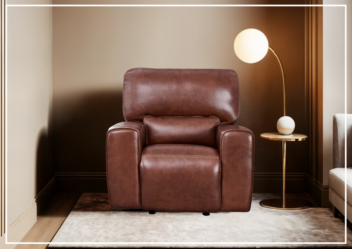 Gio Italia Bennett Power Leather Chair in Brown