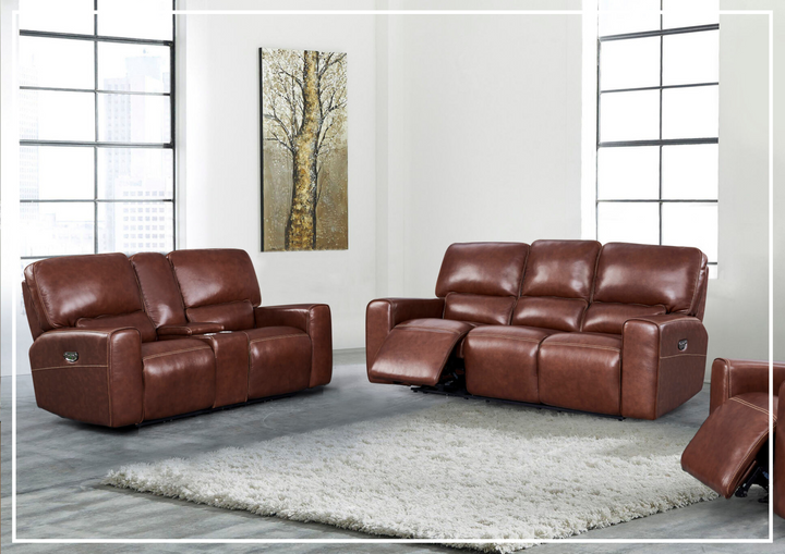 Gio Italia Bennett Power Leather 3 Seater Sofa in Brown