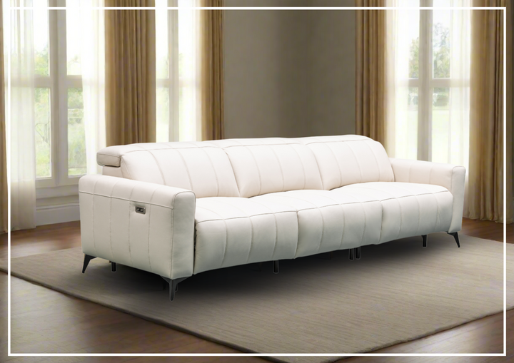 Klaussner Capri 3-seater Beige Leather Power Reclining Sofa