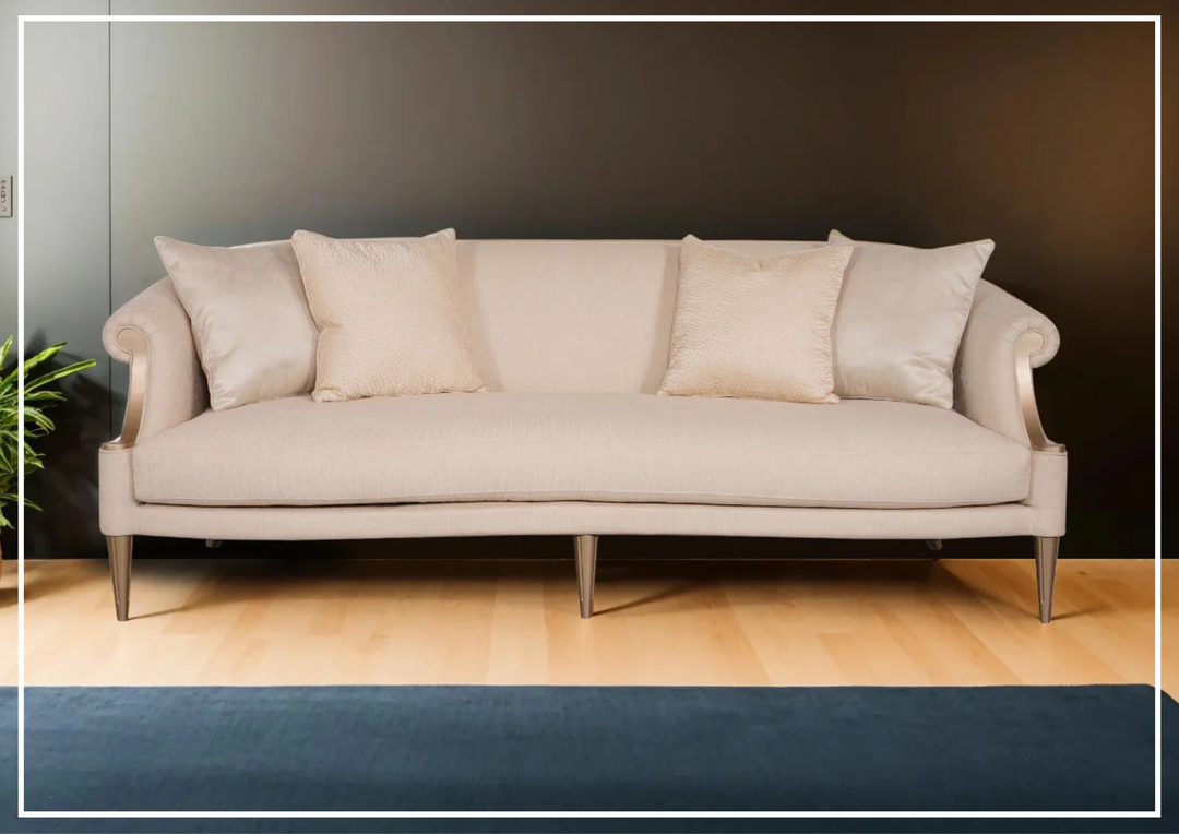 Klaussner Clarkson 3-Seater Beige Fabric Sofa with Rolled Arms