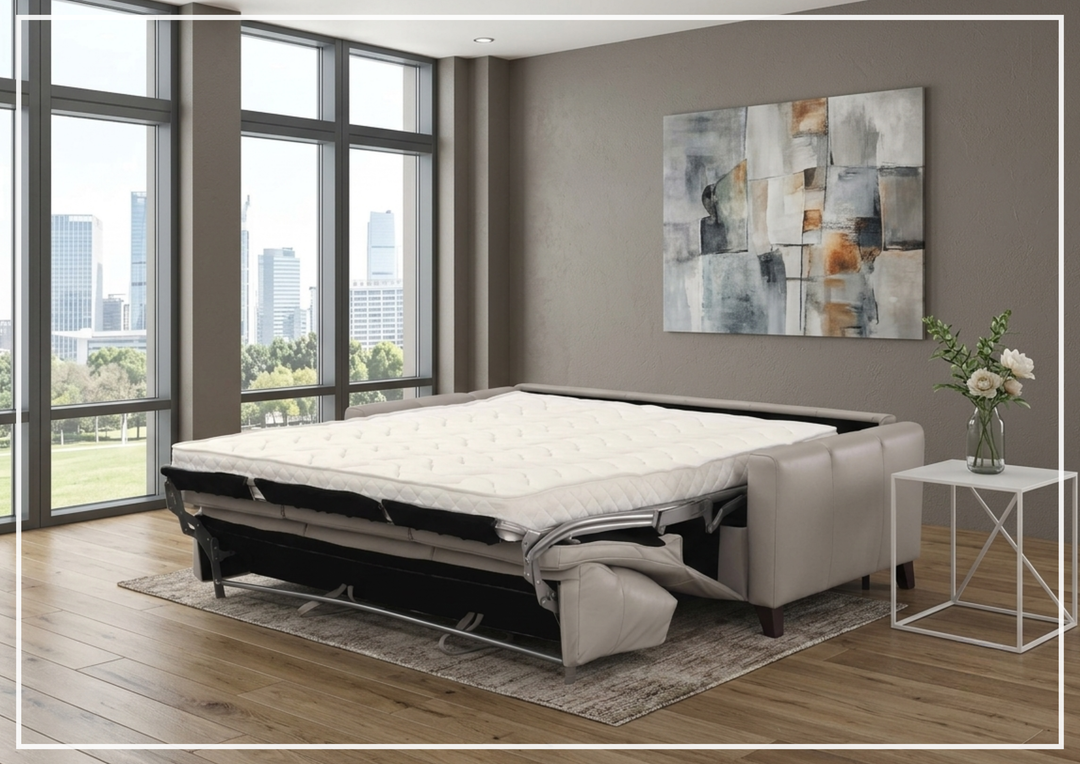 Gio Italia Granton Queen Leather Sleeper Sofa With Memory Foam Mattress