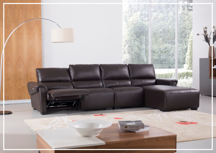 Gio Italia Elara Full-Grain Leather Recliner Sectional-SOFABED