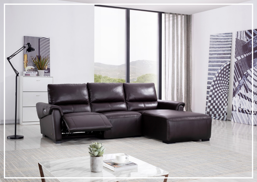 Gio Italia Elara Full-Grain Leather Recliner Sectional-SOFABED