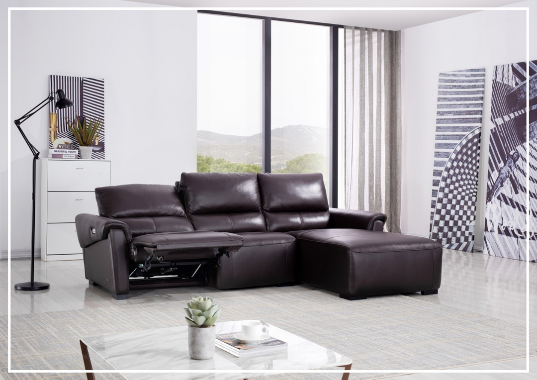 Gio Italia Elara Full-Grain Leather Recliner Sectional-SOFABED