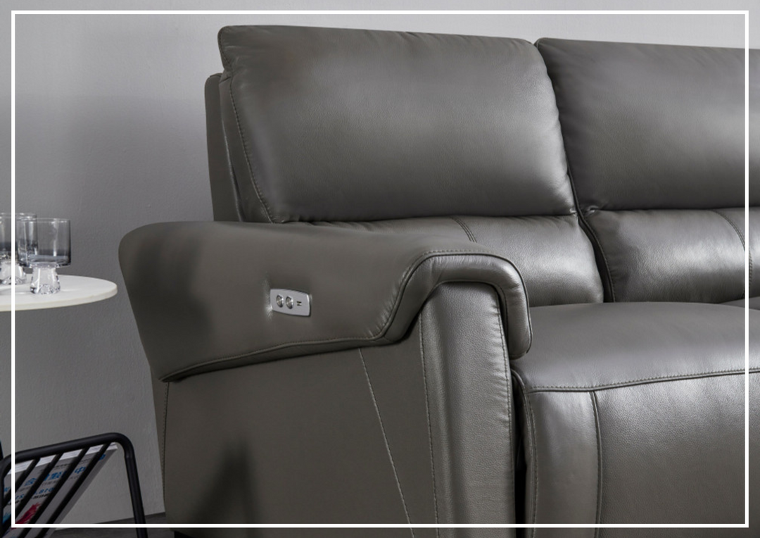 Gio Italia Elara Full-Grain Leather Recliner Sectional Sofa
