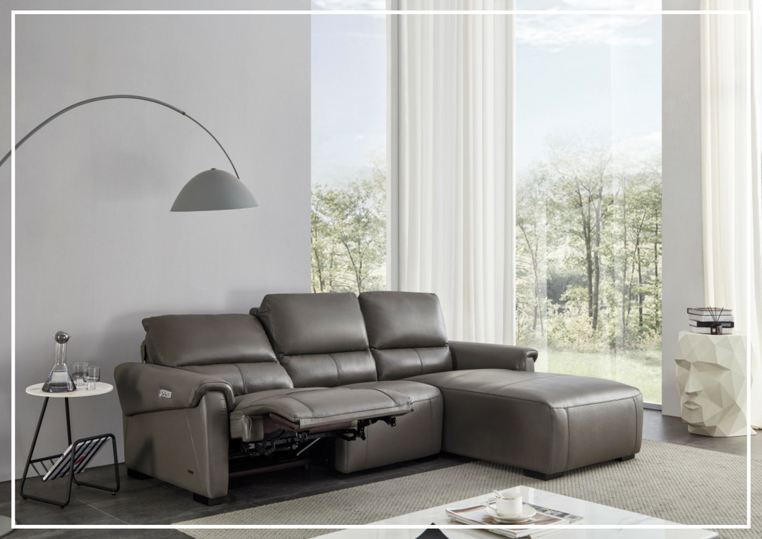 Gio Italia Elara Full-Grain Leather Recliner Sectional-SOFABED