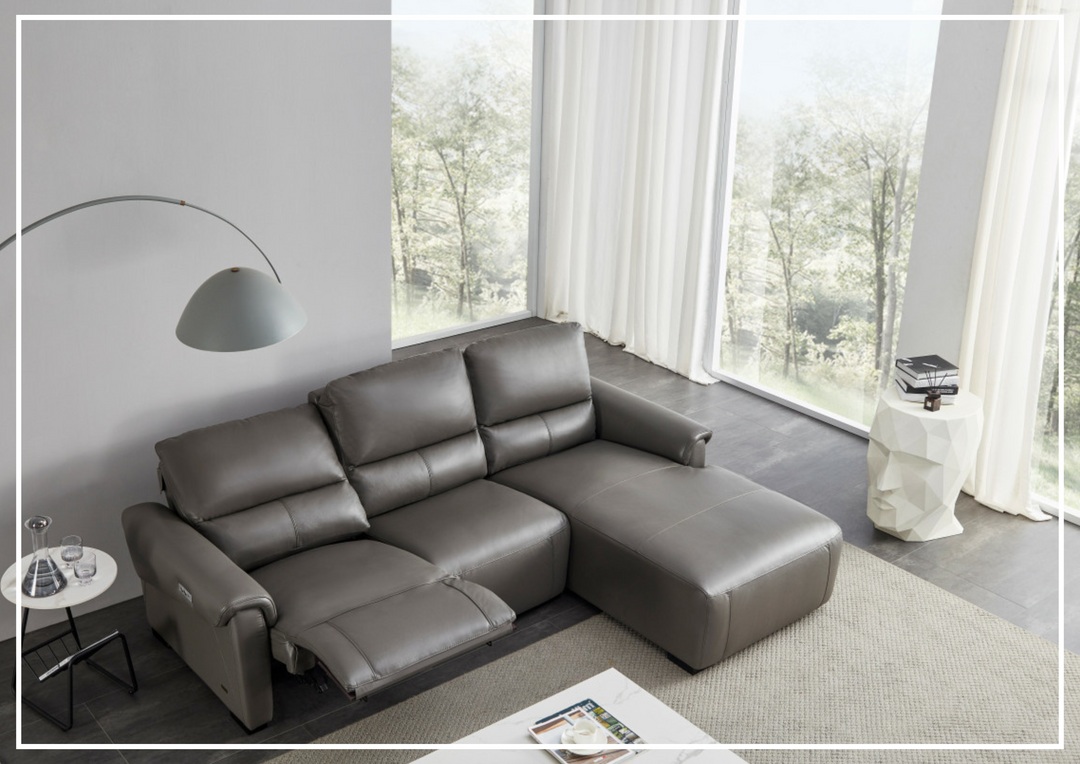 Gio Italia Elara Full-Grain Leather Recliner Sectional-SOFABED