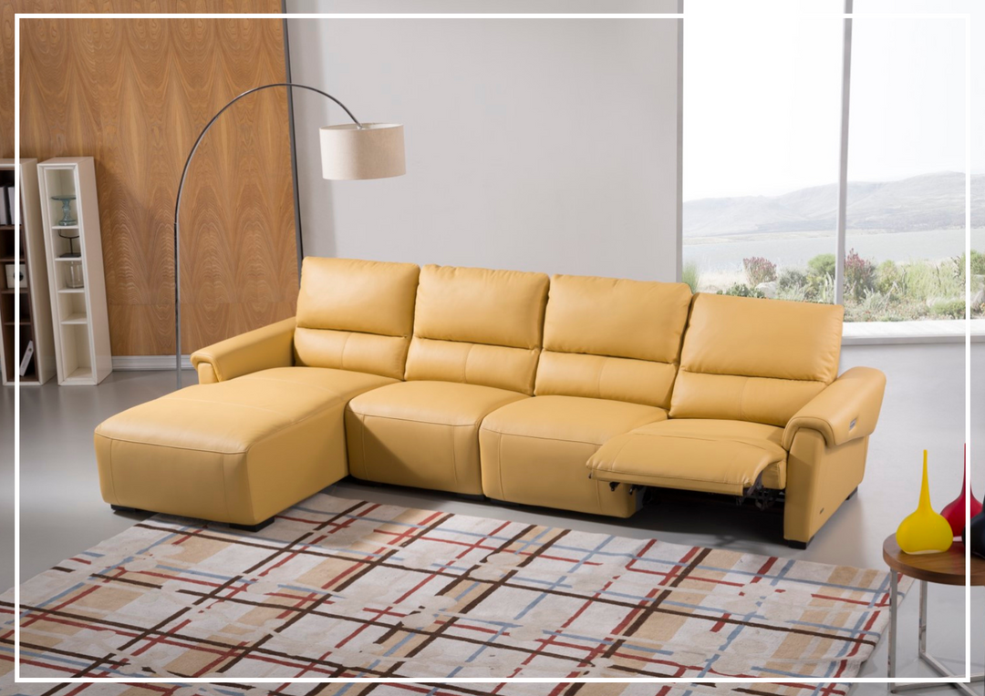 Gio Italia Elara Full-Grain Leather Recliner Sectional-SOFABED