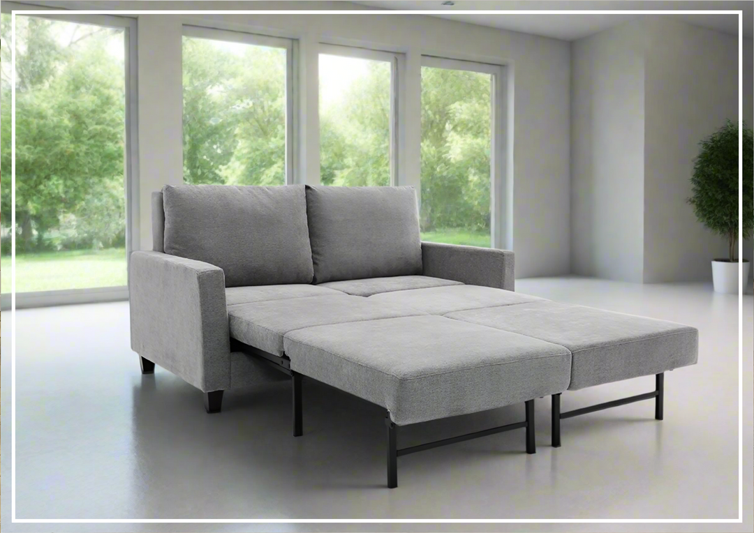 Gio Italia Nova Queen Fabric Sleeper Sofa With Wood and Chrome Legs