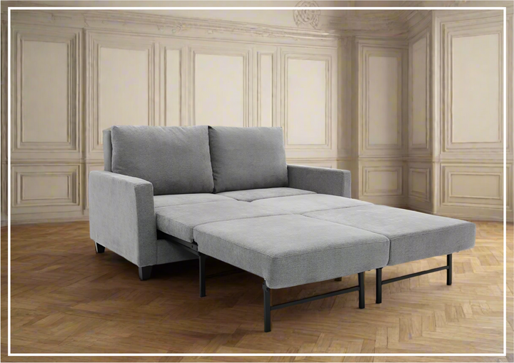 Gio Italia Nova Queen Fabric Sleeper Sofa With Wood and Chrome Legs