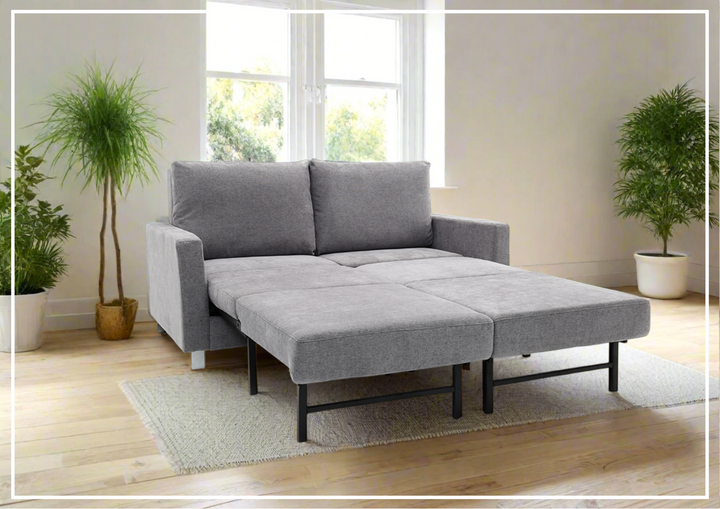 Gio Italia Nova Queen Fabric Sleeper Sofa With Wood and Chrome Legs