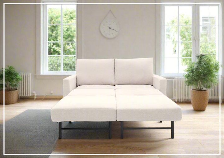 Gio Italia Nova Queen Fabric Sleeper Sofa With Wood and Chrome Legs