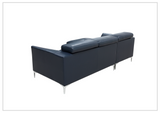 Gio Italia Slate Leather L-Shape Sectional Sofa with Tufted Seats-SOFABED
