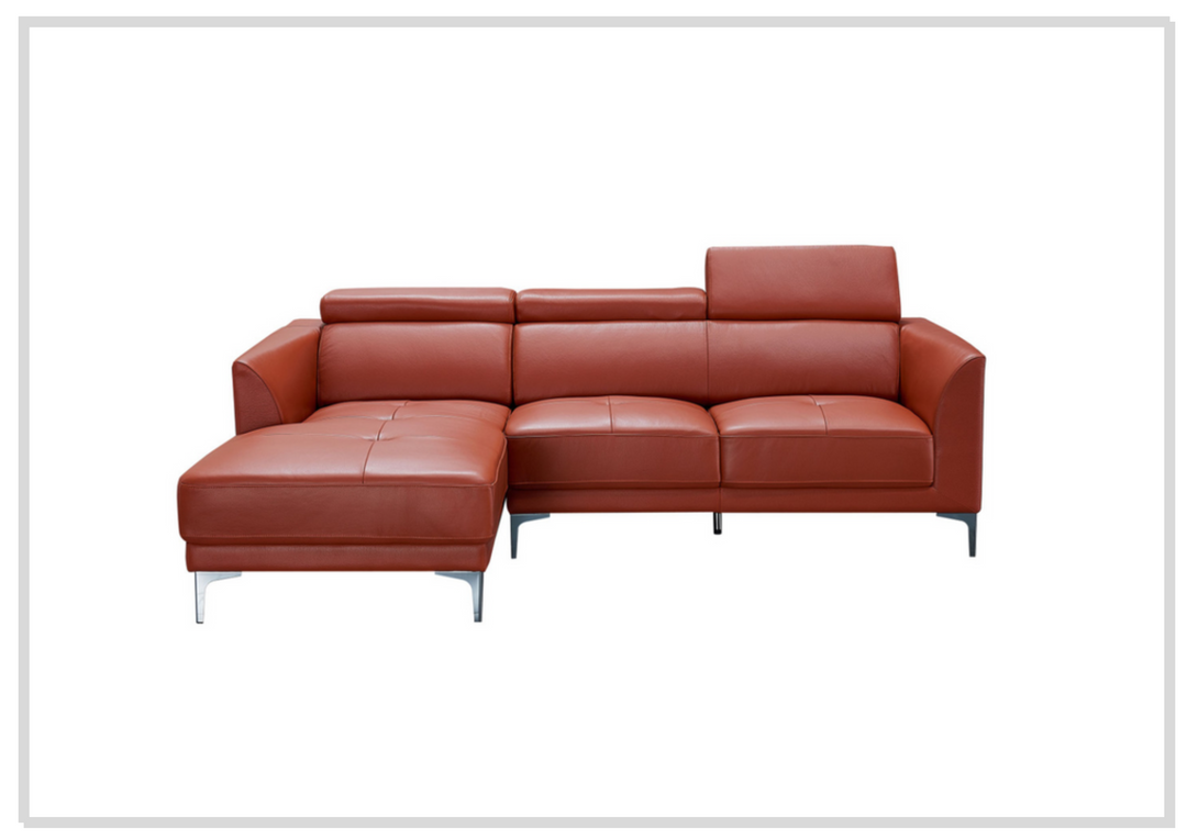 Gio Italia Slate Leather L-Shape Sectional Sofa with Tufted Seats-SOFABED