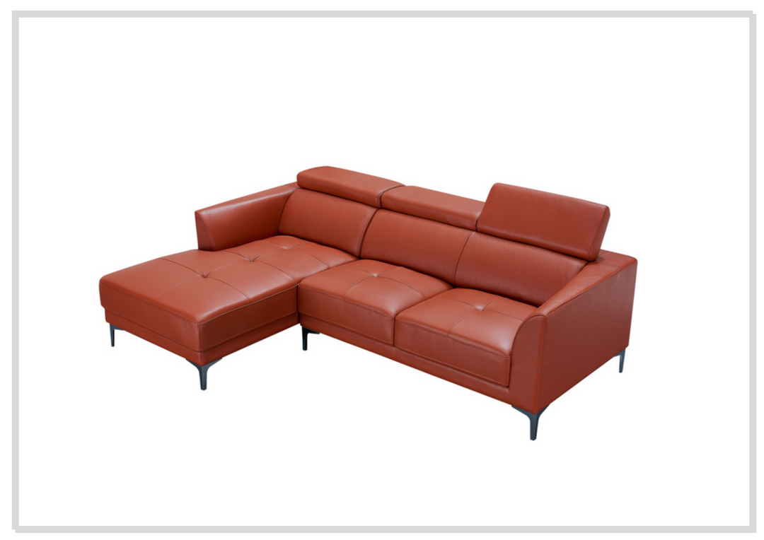 Gio Italia Slate Leather L-Shape Sectional Sofa with Tufted Seats-SOFABED