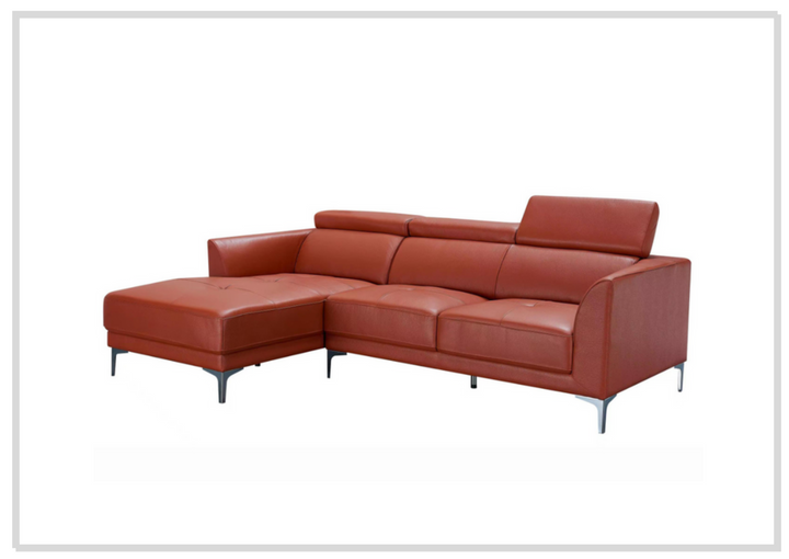 Gio Italia Slate Leather L-Shape Sectional Sofa with Tufted Seats-SOFABED