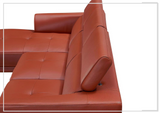 Gio Italia Slate Leather L-Shape Sectional Sofa with Tufted Seats-SOFABED