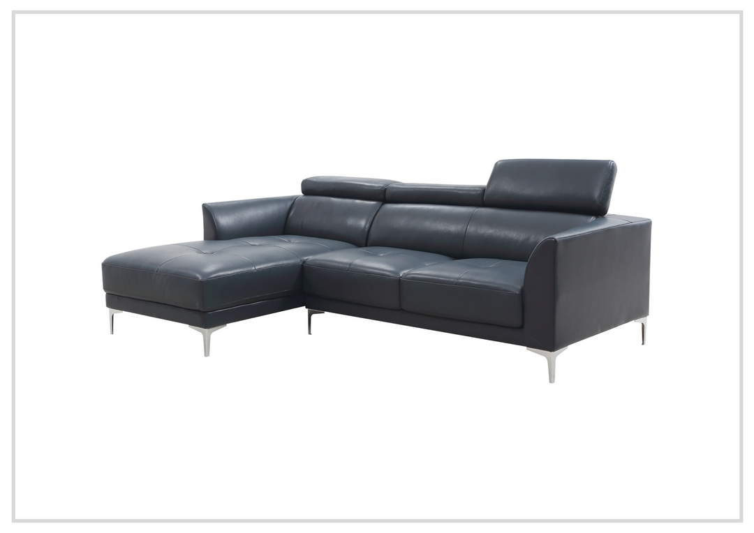 Gio Italia Slate Leather L-Shape Sectional Sofa with Tufted Seats-SOFABED