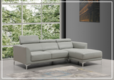 Gio Italia Slate Leather L-Shape Sectional Sofa with Tufted Seats-SOFABED