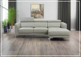 Gio Italia Slate Leather L-Shape Sectional Sofa with Tufted Seats-SOFABED