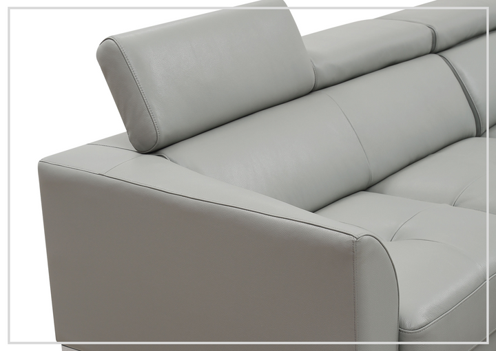 Gio Italia Slate Leather L-Shape Sectional Sofa with Tufted Seats-SOFABED