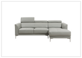 Gio Italia Slate Leather L-Shape Sectional Sofa with Tufted Seats-SOFABED