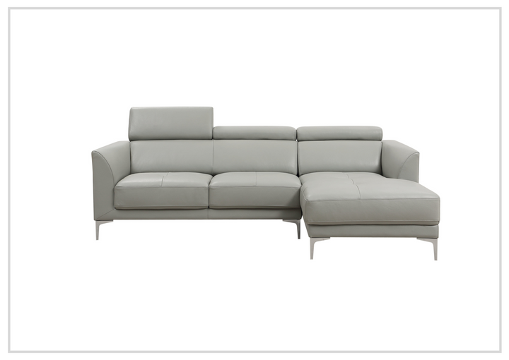 Gio Italia Slate Leather L-Shape Sectional Sofa with Tufted Seats-SOFABED
