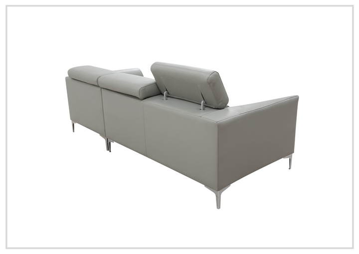 Gio Italia Slate Leather L-Shape Sectional Sofa with Tufted Seats-SOFABED