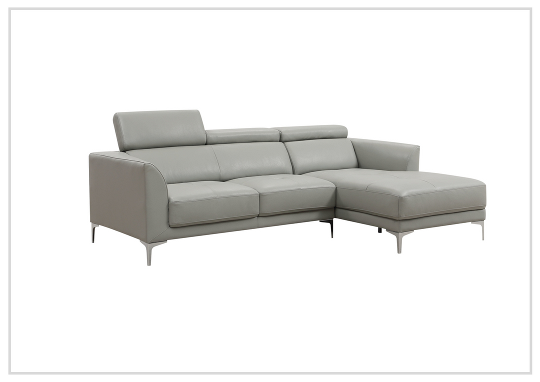 Gio Italia Slate Leather L-Shape Sectional Sofa with Tufted Seats-SOFABED