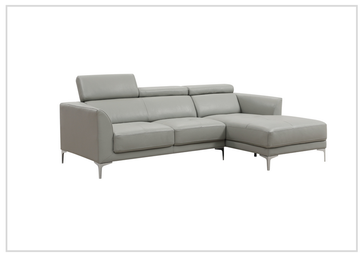 Gio Italia Slate Leather L-Shape Sectional Sofa with Tufted Seats-SOFABED