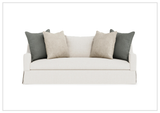 Bernhardt Grace White Fabric Skirted Sofa With Shaped Track Arm - SOFABED