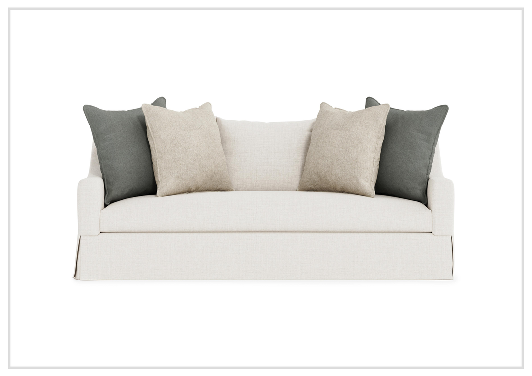 Bernhardt Grace White Fabric Skirted Sofa With Shaped Track Arm - SOFABED