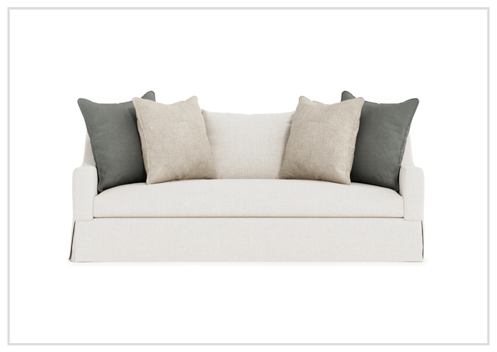 Bernhardt Grace White Fabric Skirted Sofa With Shaped Track Arm - SOFABED