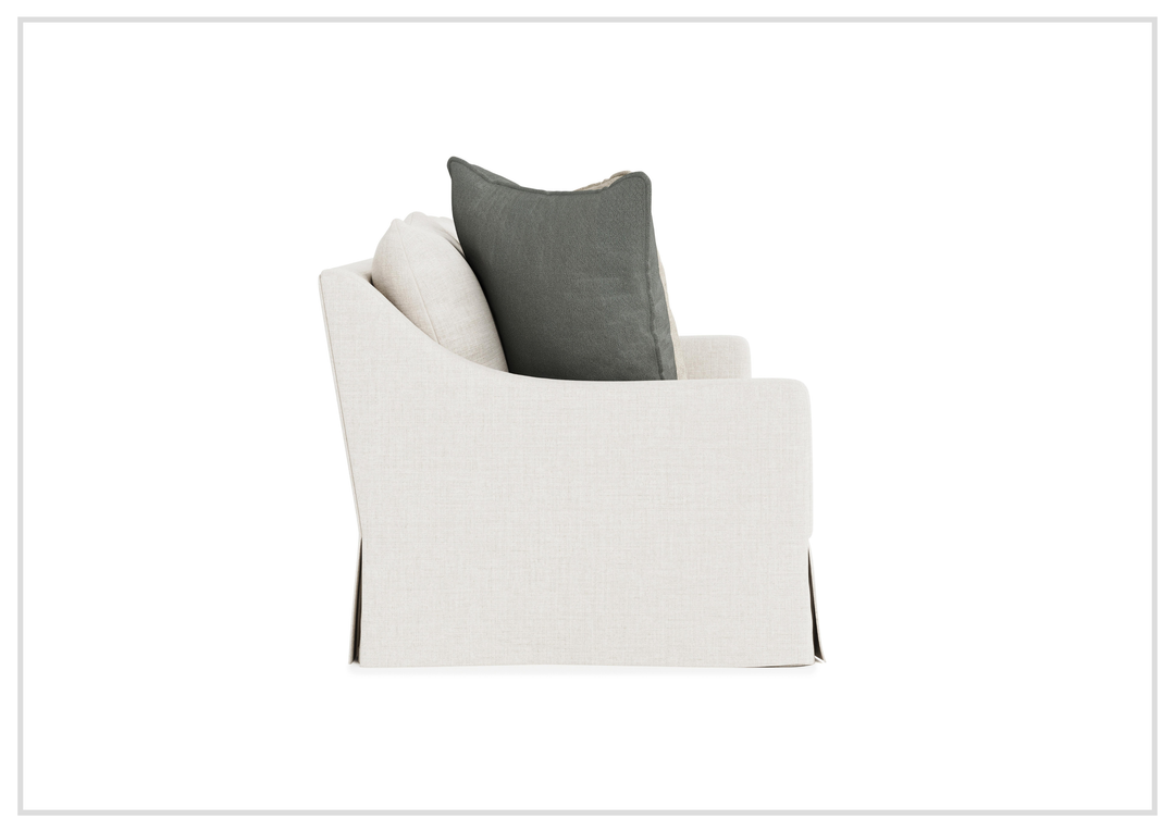 Bernhardt Grace White Fabric Skirted Sofa With Shaped Track Arm - SOFABED