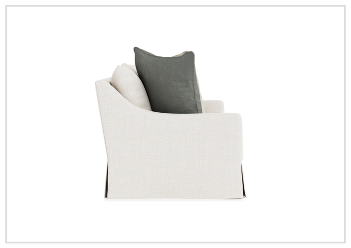 Bernhardt Grace White Fabric Skirted Sofa With Shaped Track Arm - SOFABED