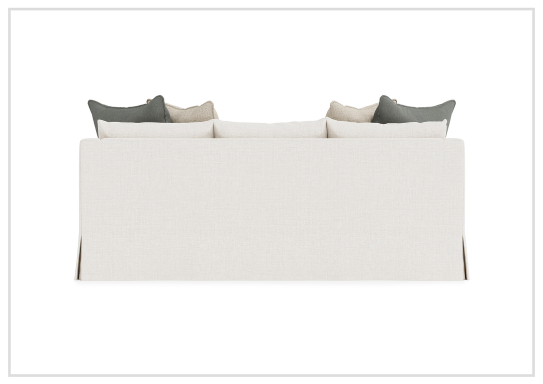 Bernhardt Grace White Fabric Skirted Sofa With Shaped Track Arm - SOFABED