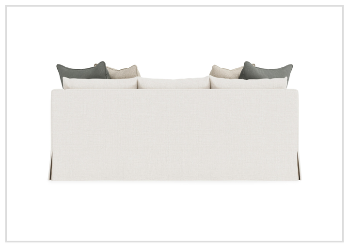 Bernhardt Grace White Fabric Skirted Sofa With Shaped Track Arm - SOFABED
