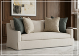 Bernhardt Grace White Fabric Skirted Sofa With Shaped Track Arm - SOFABED