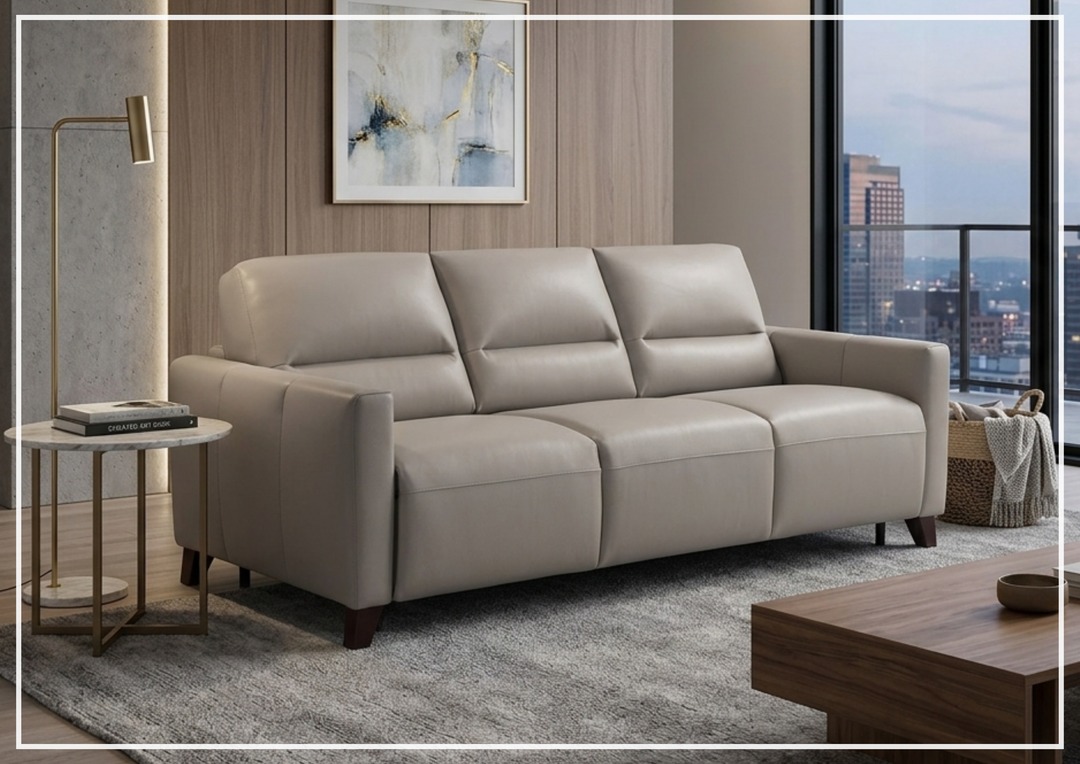 Gio Italia Granton Queen Leather Sleeper Sofa With Memory Foam Mattress