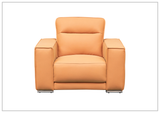 Klaussner Grazia Orange Leather Chair with Track Arms