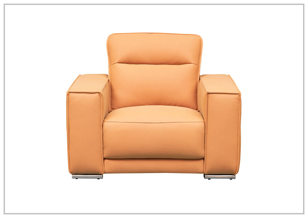 Klaussner Grazia Orange Leather Chair with Track Arms