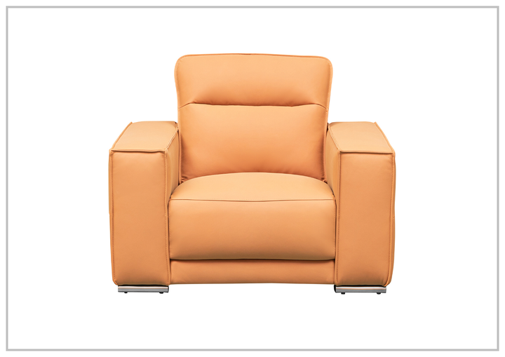 Klaussner Grazia Orange Leather Chair with Track Arms