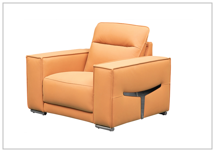 Klaussner Grazia Orange Leather Chair with Track Arms
